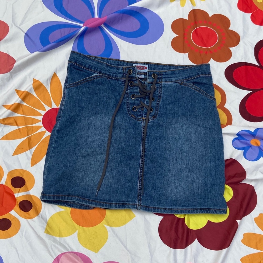 denim mini skirt
